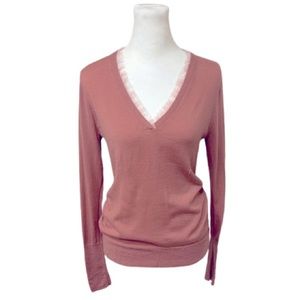 NWOT* J. CREW Peach Sweater With Chiffon Ruffles Women Size Small